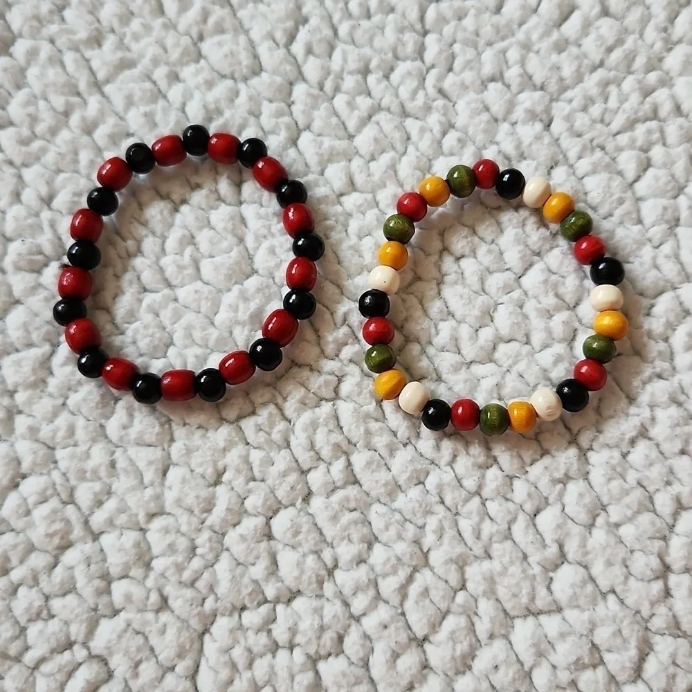 Mardi Gras voodoo handmade wooden beads bracelets